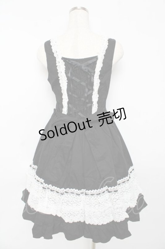 画像2: BABY,THE STARS SHINE BRIGHT / レースフリルジャンパースカート  黒 Y-25-10-15-061-BA-OP-AS-ZY (2)