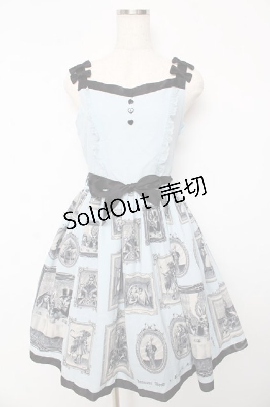 画像1: Innocent World / 金子國義アリス肩リボンジャンパースカート M(93cm丈) サックス Y-25-10-15-080-IW-OP-SZ-ZY (1)