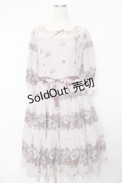 画像1: Innocent World / アンティークパンジーシフォンドレス L ラベンダー Y-25-10-15-085-IW-OP-AS-ZY