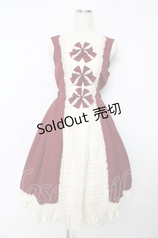 画像1: Innocent World / リバイバルクラシカルリボンジャンパースカート M ボルドー Y-25-10-15-087-IW-OP-SZ-ZY (1)