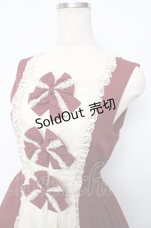 画像3: Innocent World / リバイバルクラシカルリボンジャンパースカート M ボルドー Y-25-10-15-087-IW-OP-SZ-ZY (3)