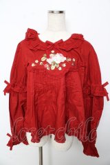 PINK HOUSE / Berry Rose刺繍入りブラウス F 赤 Y-25-10-15-011-LO-BL-SZ-ZY