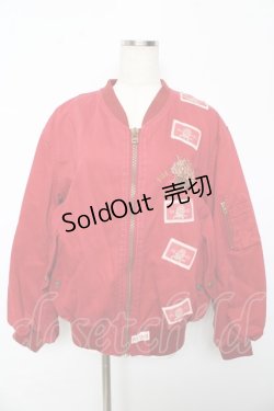 画像1: PINK HOUSE / ブーケ刺ワッペンしゅうブルゾン F 赤 Y-25-10-15-017-LO-JA-SZ-ZY