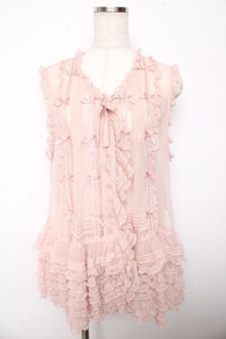 画像1: PINK HOUSE / ドットチュールレースベスト F ピンク Y-25-10-15-003-LO-BL-SZ-ZY