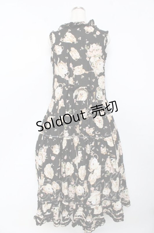 画像2: PINK HOUSE / ティータイムプリントワンピース F 黒 Y-25-10-15-022-LO-OP-SZ-ZY (2)