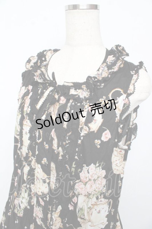 画像3: PINK HOUSE / ティータイムプリントワンピース F 黒 Y-25-10-15-022-LO-OP-SZ-ZY (3)