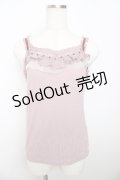 axes femme / チュール×レース重ねキャミ M 淡ピンク Y-25-10-16-045-AX-TO-SZ-ZT203