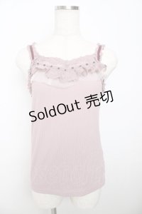 axes femme / チュール×レース重ねキャミ M 淡ピンク Y-25-10-16-045-AX-TO-SZ-ZT203