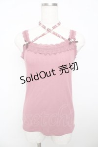 axes femme / バラクロスストラップキャミ M 濃ピンク Y-25-10-16-047-AX-TO-SZ-ZT201