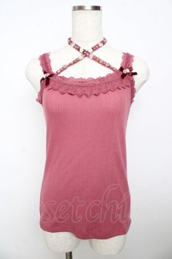 画像1: axes femme / バラクロスストラップキャミ M 濃ピンク Y-25-10-16-047-AX-TO-SZ-ZY