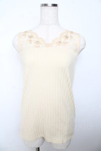 axes femme / 繊細レースタンク M イエロー Y-25-10-16-051-AX-TO-SZ-ZT201
