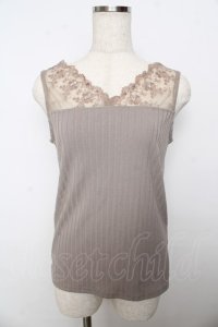 axes femme / レース使いビジュータンク M モカ Y-25-10-16-054-AX-TO-SZ-ZT190