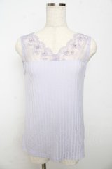 axes femme / 繊細レースタンク M ラベンダー Y-25-10-16-057-AX-TO-SZ-ZT201
