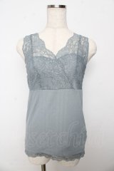 axes femme / レース使いVネックタンク M サックス Y-25-10-16-058-AX-TO-SZ-ZT190