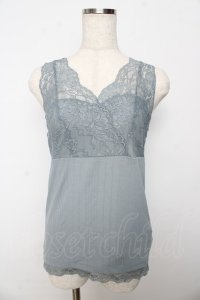 axes femme / レース使いVネックタンク M サックス Y-25-10-16-058-AX-TO-SZ-ZT190