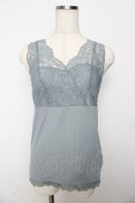 画像1: 【SALE】axes femme / レース使いVネックタンク M サックス Y-25-10-16-058-AX-TO-SZ-ZT190 (1)
