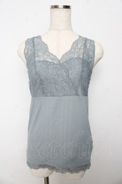 画像1: axes femme / レース使いVネックタンク M サックス Y-25-10-16-058-AX-TO-SZ-ZY