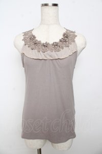 axes femme / フラワーレーステレコタンク M 黒 Y-25-10-16-060-AX-TO-SZ-ZT139