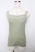axes femme / レース使いリブタンク M グリーン Y-25-10-16-061-AX-TO-SZ-ZY