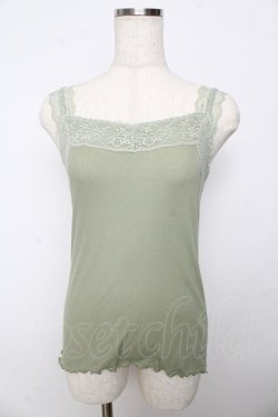 画像1: axes femme / レース使いリブタンク M グリーン Y-25-10-16-061-AX-TO-SZ-ZY