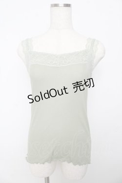画像1: axes femme / レース使いリブタンク M グリーン Y-25-10-16-061-AX-TO-SZ-ZT139