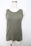 axes femme / ビーズテープ使いタンク M カーキ Y-25-10-16-063-AX-TO-SZ-ZY