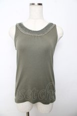 画像1: 【SALE】axes femme / ビーズテープ使いタンク M カーキ Y-25-10-16-063-AX-TO-SZ-ZT190 (1)