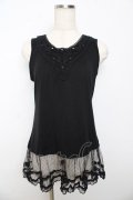 axes femme / 裾ドットチュールタンク M 黒 Y-25-10-16-068-AX-TO-SZ-ZY