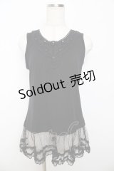 axes femme / 裾ドットチュールタンク M 黒 Y-25-10-16-068-AX-TO-SZ-ZT153