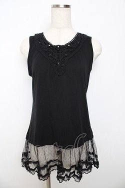 画像1: axes femme / 裾ドットチュールタンク M 黒 Y-25-10-16-068-AX-TO-SZ-ZY