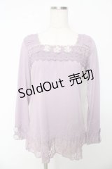 axes femme / お花モチーフ付きカットソー  ラベンダー Y-25-10-16-075-AX-TO-SZ-ZY