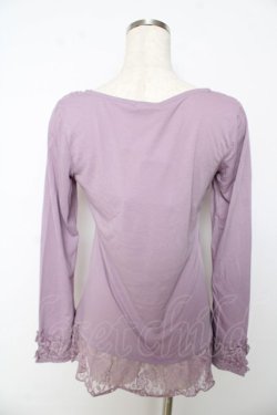 画像2: axes femme / お花モチーフ付きカットソー  ラベンダー Y-25-10-16-075-AX-TO-SZ-ZY
