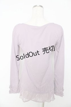 画像2: axes femme / お花モチーフ付きカットソー  ラベンダー Y-25-10-16-075-AX-TO-SZ-ZY