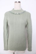 axes femme / ビジューボトルネックリブプルオーバー M ミント Y-25-10-16-078-AX-TO-SZ-ZY