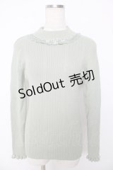axes femme / ビジューボトルネックリブプルオーバー M ミント Y-25-10-16-078-AX-TO-SZ-ZI