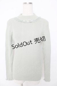 axes femme / ビジューボトルネックリブプルオーバー M ミント Y-25-10-16-078-AX-TO-SZ-ZI