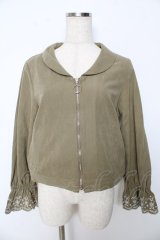 axes femme / 袖刺繍ZIPジャケット M カーキ Y-25-10-16-079-AX-JA-SZ-ZI