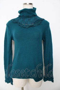 画像1: axes femme / ビジュー使いタートルニットトップス M グリーン Y-25-10-16-080-AX-TO-SZ-ZY