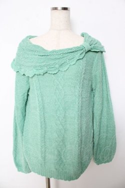 画像1: axes femme / パール付きニット  グリーン Y-25-10-16-081-AX-TO-SZ-ZY