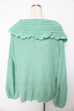 画像2: axes femme / パール付きニット  グリーン Y-25-10-16-081-AX-TO-SZ-ZY