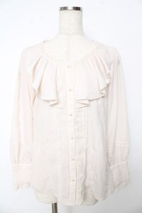 axes femme / シャボ付きラッフルブラウス M 生成り Y-25-10-16-082-AX-BL-SZ-ZI