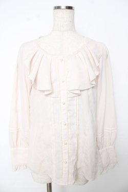 画像1: axes femme / シャボ付きラッフルブラウス M 生成り Y-25-10-16-082-AX-BL-SZ-ZY