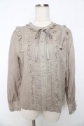 axes femme / ドビー柄フリルブラウス M ベージュ Y-25-10-16-083-AX-BL-SZ-ZY