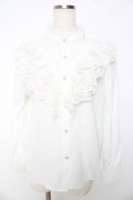 axes femme / リボンタイ付レースフリルブラウス M 白 Y-25-10-16-084-AX-BL-SZ-ZY