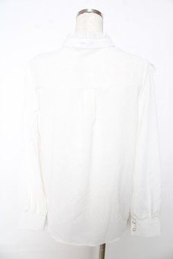 画像2: axes femme / リボンタイ付レースフリルブラウス M 白 Y-25-10-16-084-AX-BL-SZ-ZY