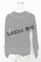 axes femme / 花モチーフリブプルオーバー M 黒 Y-25-10-16-093-AX-TO-SZ-ZI