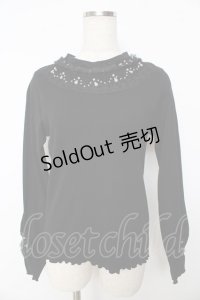 axes femme / 花モチーフリブプルオーバー M 黒 Y-25-10-16-093-AX-TO-SZ-ZI