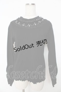 画像1: axes femme / 花モチーフリブプルオーバー M 黒 Y-25-10-16-093-AX-TO-SZ-ZI