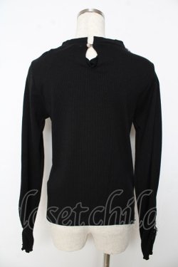 画像2: axes femme / 花モチーフリブプルオーバー M 黒 Y-25-10-16-093-AX-TO-SZ-ZY