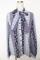 Perla nell' ostrica / ボウタイブラウス  ブルーペイズリー Y-25-10-16-104-EL-BL-SZ-ZY